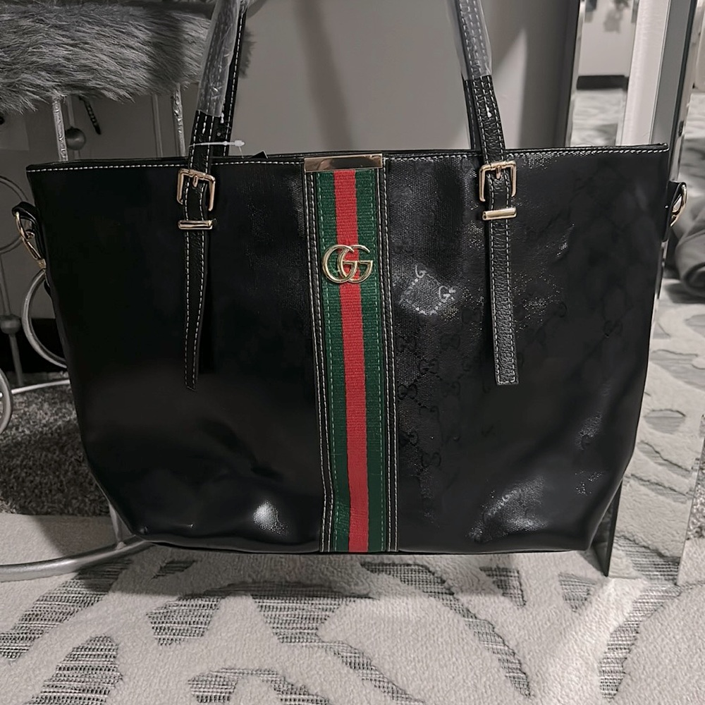 Black and white Gold accents purse